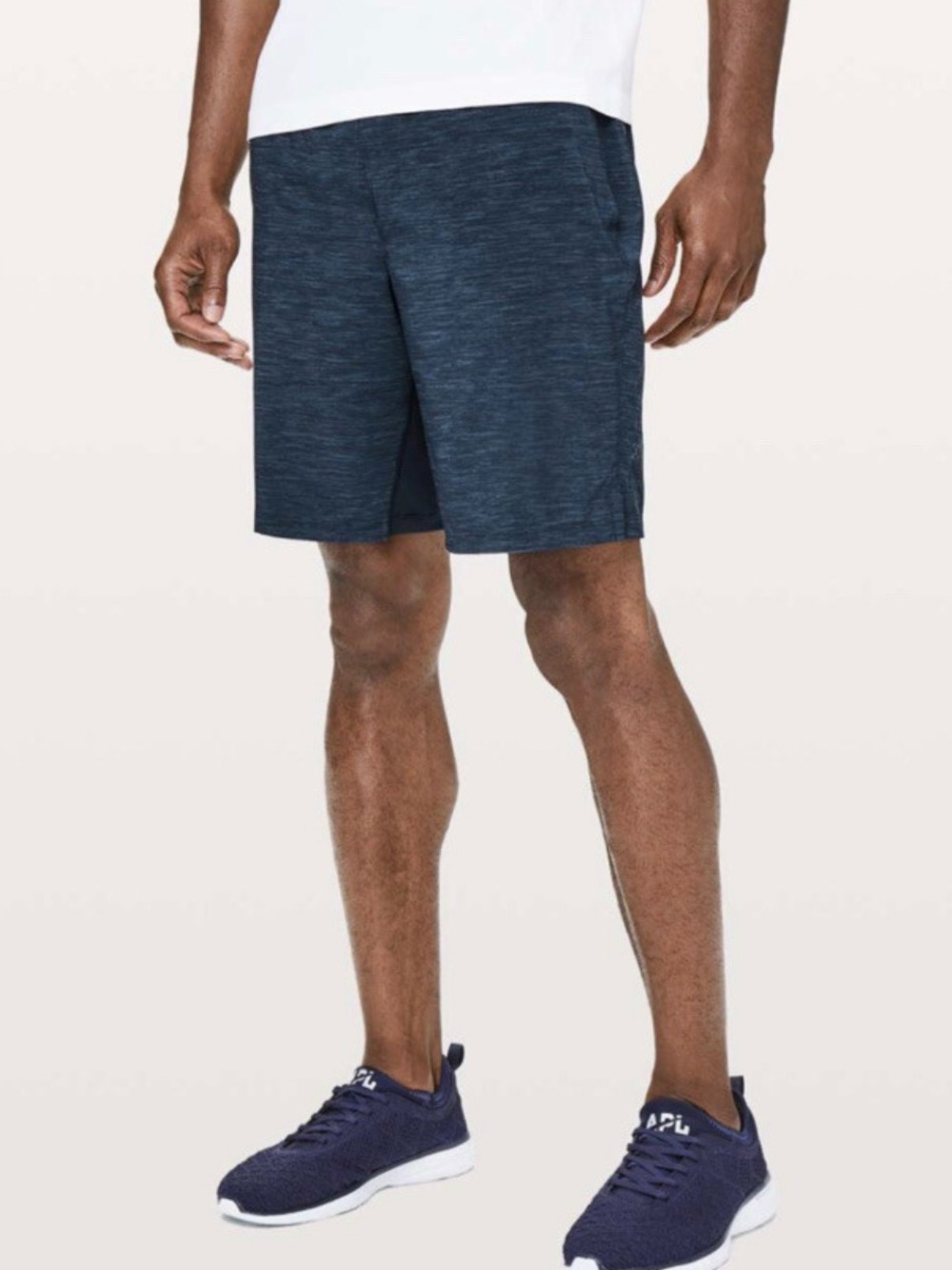 Lululemon The Short 9" Updated Lined Heather Allover Iron Navy Blue